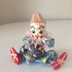 Vintage handpainted papier-mâché clown lace collar